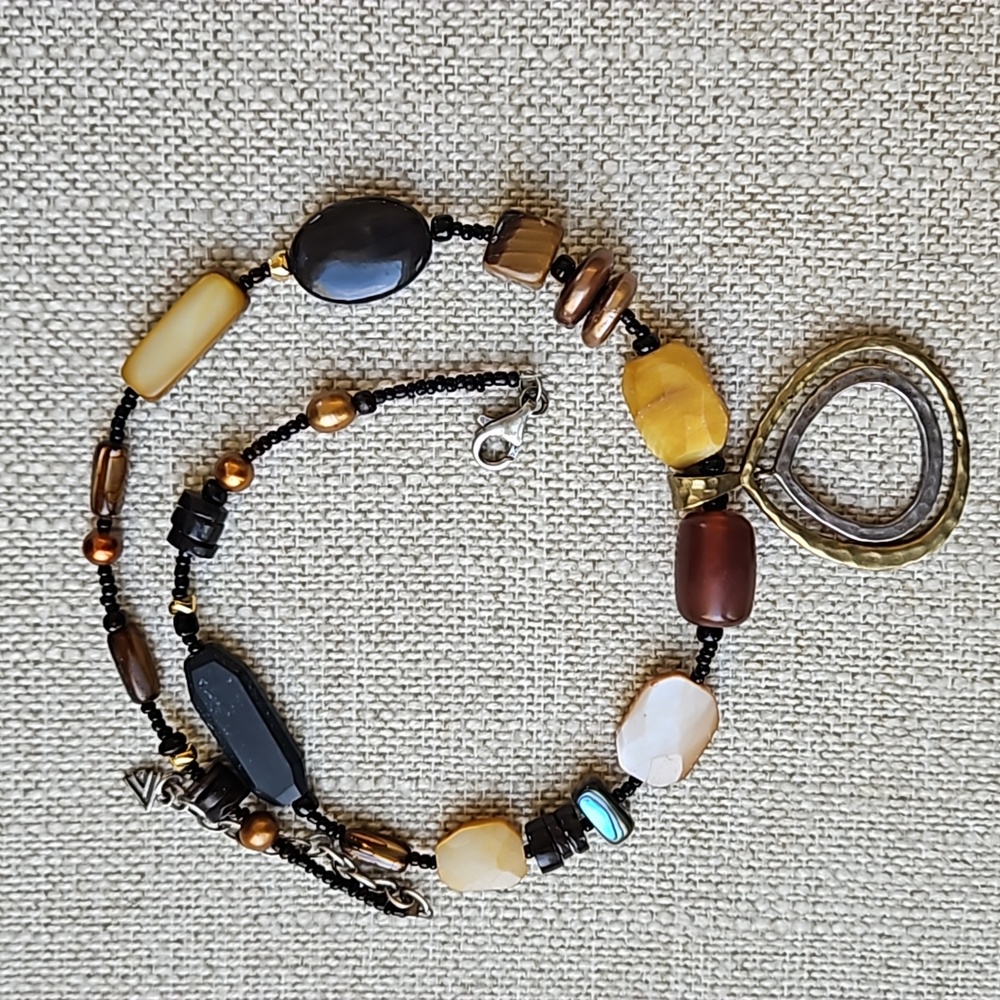 Silpada Bead, Two Tone Metal, and Sterling Silvet Necklace